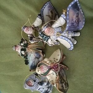 Vintage Ashton Drake Thomas Kinkade 5 Old World Santa Christmas Ornaments Set